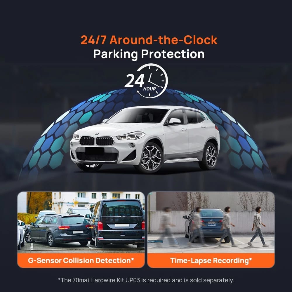 70mai A800SE pemantauan parkir 24 jam dengan hardwire kit